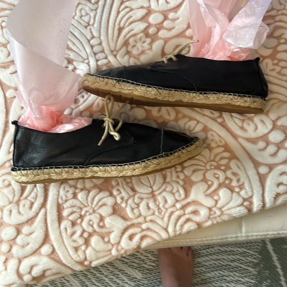 David Tyler Espadrille Flats black leather very soft made in Spain - Picture 2 of 6